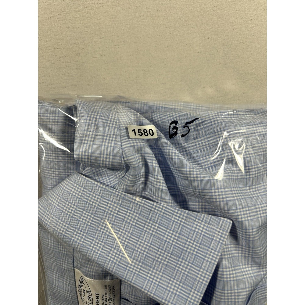 Mens XL Brooks Brothers Regent Blue Plaid Non Iron Dress Shirt 17 36 - Picture 9 of 9